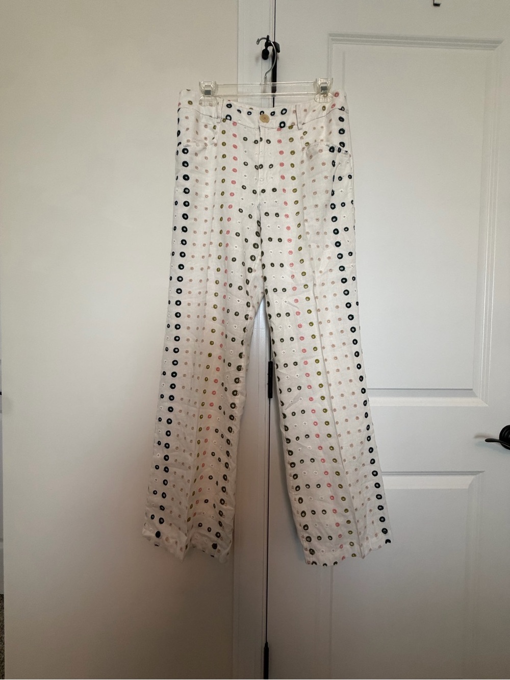 Anthropologie ett:twa Linen Eyelet Wide Leg Sz 6 - Picture 4 of 7